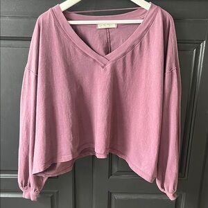 We the Free V-Neck Long Sleeve Purple Small Free People